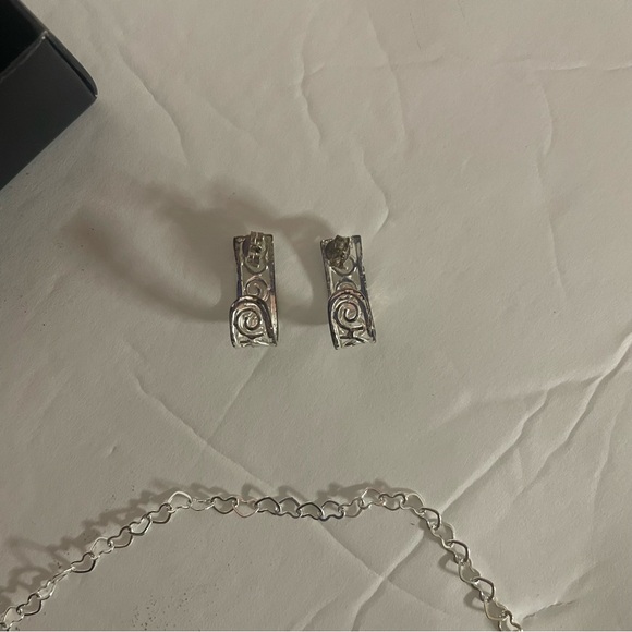 Silver Earrings and Necklace with Maroon Colored Mitten Case - Picture 3 of 9